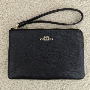 Coach Zippered Wallet Pouch Wristlet Black/Gold